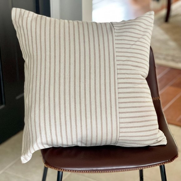 Pillow Covers - Tan & Beige Stripes - Picture 1 of 3